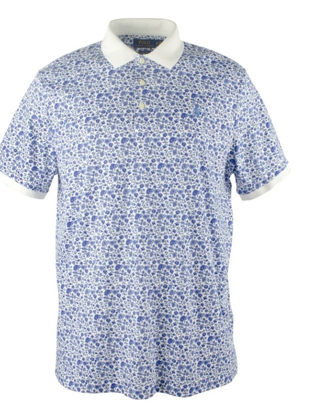 Polo by Ralph Lauren Blue and White Floral-Print Polo Shirt